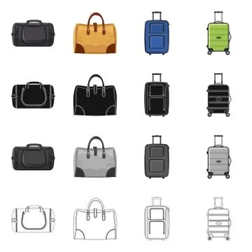 Isolated object of suitcase and baggage logo. Collection of suitcase and journey Illustration