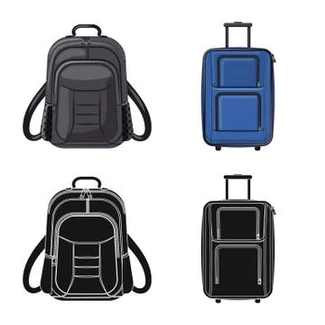 Isolated object of suitcase and baggage logo. Set of suitcase and journey stock Illustration