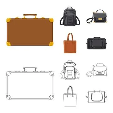 Isolated object of suitcase and baggage logo. Collection of suitcase and journey Illustration