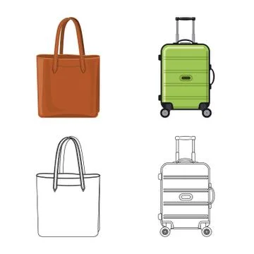 Isolated object of suitcase and baggage logo. Set of suitcase and journey vector Illustration