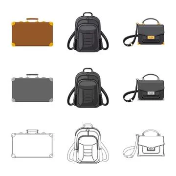 Isolated object of suitcase and baggage logo. Set of suitcase and journey stock Illustration
