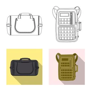 Isolated object of suitcase and baggage logo. Set of suitcase and journey stock Illustration