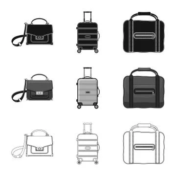 Isolated object of suitcase and baggage logo. Collection of suitcase and journey Stock Illustration