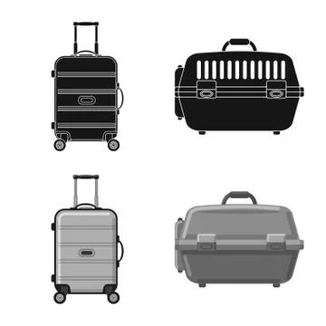 Isolated object of suitcase and baggage logo. Set of suitcase and journey stock Illustration