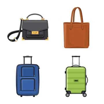 Isolated object of suitcase and baggage symbol. Collection of suitcase and Stock Illustration
