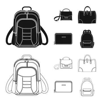 Isolated object of suitcase and baggage symbol. Collection of suitcase and Stock Illustration