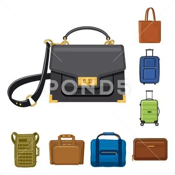 Isolated object of suitcase and baggage logo. Collection of suitcase and journey Stock Illustration