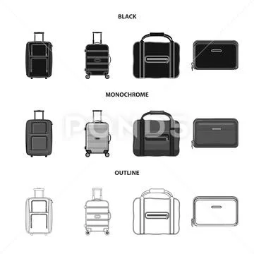 Isolated object of suitcase and baggage icon. Set of suitcase and journey vector Stock Illustration