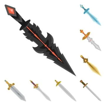 Isolated object of sword and dagger symbol. Collection of sword and weapon stock Illustrazione stock
