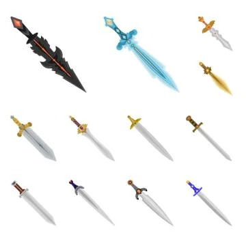 Isolated object of sword and dagger sign. Set of sword and weapon stock vector Stock Illustration
