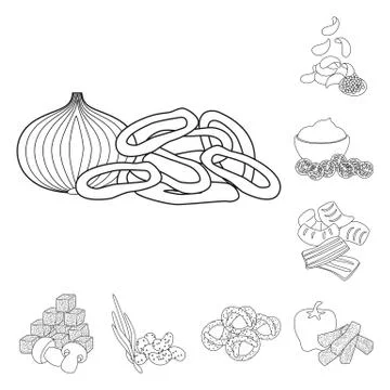 Isolated object of taste and crunchy symbol. Set of taste and cooking stock Stock Illustration