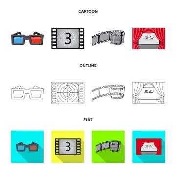 Isolated object of television and filming sign. Set of television and viewing Stock Illustration