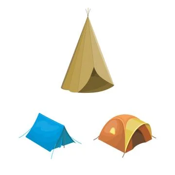 Isolated object of tent  and camp symbol. Set of tent  and forest stock symbol f Stock Illustration