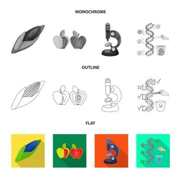 Isolated object of test and synthetic sign. Set of test and laboratory vector Illustrazione stock