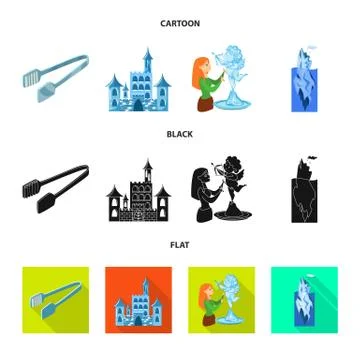 Isolated object of texture and frozen sign. Set of texture and transparent stock Stock Illustration