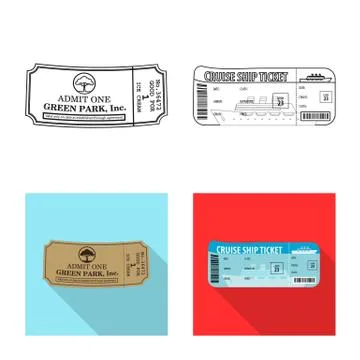 Isolated object of ticket and admission logo. Set of ticket and event stock Ilustración de archivo