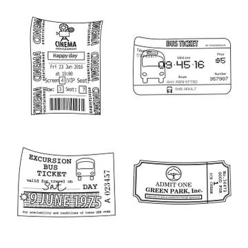 Isolated object of ticket and admission sign. Set of ticket and event stock Ilustración de archivo