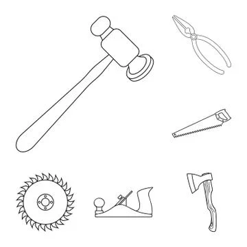 Isolated object of tool and construction symbol. Collection of tool and Illustrazione stock
