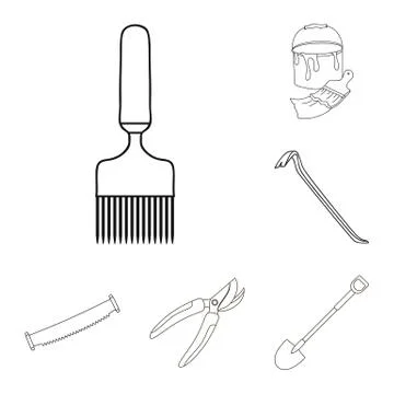 Isolated object of tool and construction symbol. Collection of tool and 스톡 일러스트