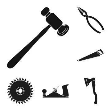 Isolated object of tool and construction sign. Collection of tool and carpentry Stock Illustration
