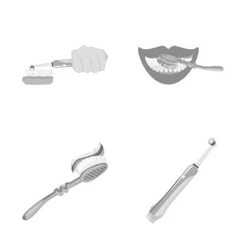 Isolated object of toothpaste and brush sign. Set of toothpaste and clean stock Stock Illustration