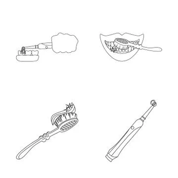 Isolated object of toothpaste and brush symbol. Collection of toothpaste and Stock Illustration