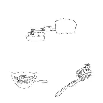 Isolated object of toothpaste and brush sign. Collection of toothpaste and clean Stock Illustration