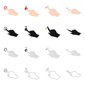 Isolated object of touchscreen and hand symbol. Set of touchscreen and touch Stock Illustration