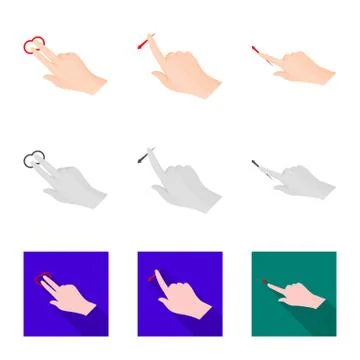 Isolated object of touchscreen and hand sign. Collection of touchscreen and Stock Illustration