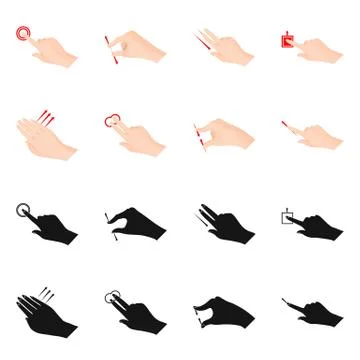 Isolated object of touchscreen and hand sign. Set of touchscreen and touch stock Stock Illustration