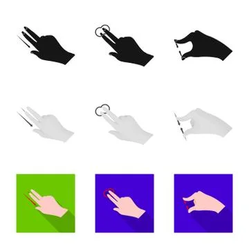 Isolated object of touchscreen and hand icon. Collection of touchscreen and Stock Illustration