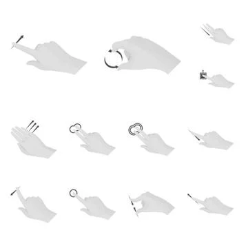 Isolated object of touchscreen and hand sign. Set of touchscreen and touch stock Stock Illustration