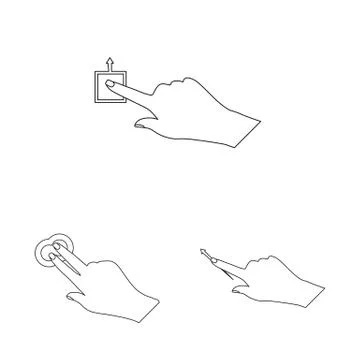 Isolated object of touchscreen and hand logo. Collection of touchscreen and Stock Illustration