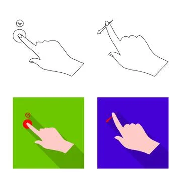 Isolated object of touchscreen and hand symbol. Collection of touchscreen and Stock Illustration