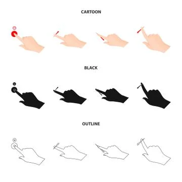 Isolated object of touchscreen and hand sign. Collection of touchscreen and Stock Illustration