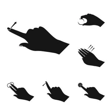 Isolated object of touchscreen and hand sign. Collection of touchscreen and Stock Illustration