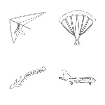 Isolated object of transport and object icon. Set of transport and gliding イラスト素材