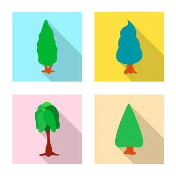 Isolated object of tree and nature sign. Set of tree and crown vector icon for Stock Illustration