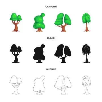 Isolated object of tree and nature symbol. Collection of tree and crown stock Stock Illustration