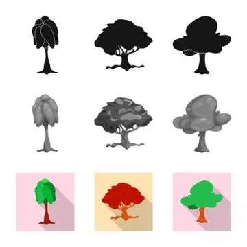 Isolated object of tree and nature symbol. Collection of tree and crown stock Stock Illustration