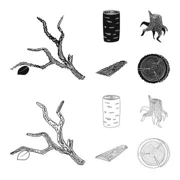 Isolated object of tree and raw logo. Collection of tree and construction stock Illustrazione stock