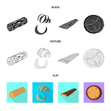 Isolated object of tree and raw sign. Set of tree and construction vector icon 스톡 일러스트