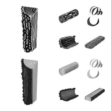 Isolated object of tree and raw icon. Collection of tree and construction stock Stock Illustration