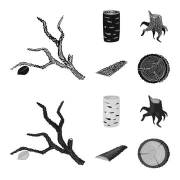 Isolated object of tree and raw logo. Set of tree and construction stock vector Illustrazione stock