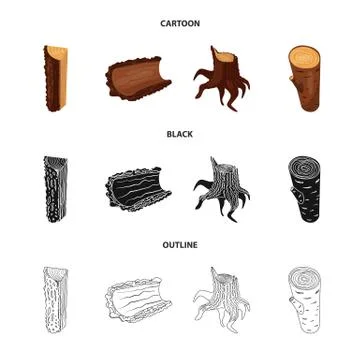 Isolated object of tree and raw symbol. Set of tree and construction stock Illustrazione stock