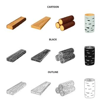 Isolated object of tree and raw symbol. Collection of tree and construction 스톡 일러스트