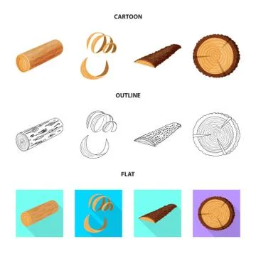 Isolated object of tree and raw symbol. Collection of tree and construction 스톡 일러스트