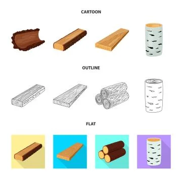 Isolated object of tree and raw logo. Set of tree and construction stock symbol 스톡 일러스트