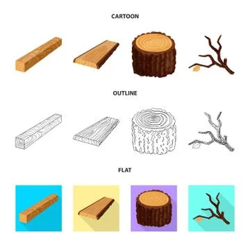 Isolated object of tree and raw sign. Collection of tree and construction vector 스톡 일러스트