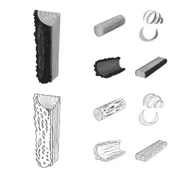 Isolated object of tree and raw icon. Set of tree and construction vector icon Stock Illustration